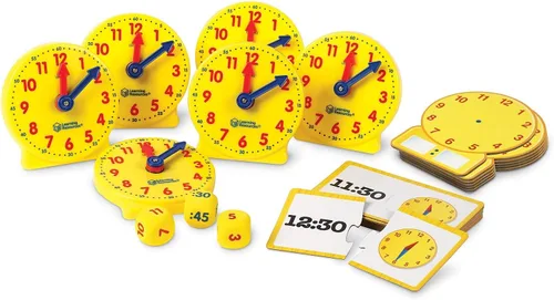 Vista 3 de Learning Resources ¡Acerca del tiempo! Juego de actividades grupales, juego de aula, 6 relojes de escritura y limpieza