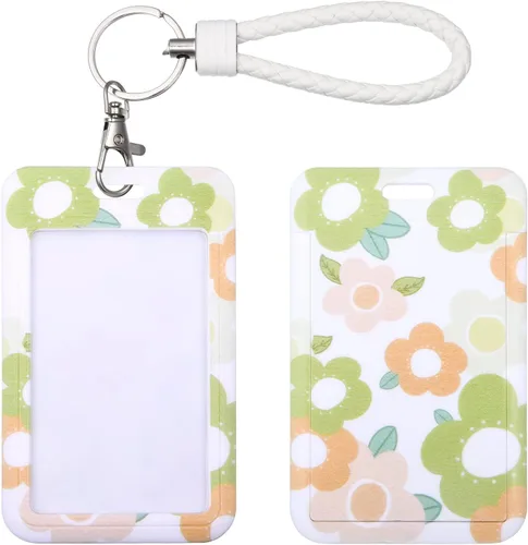 Vista 26 de Llavero con tarjetero de identificación con llavero de metal, diapositiva de plástico abierta con ventana de identificación para mujeres, hombres
