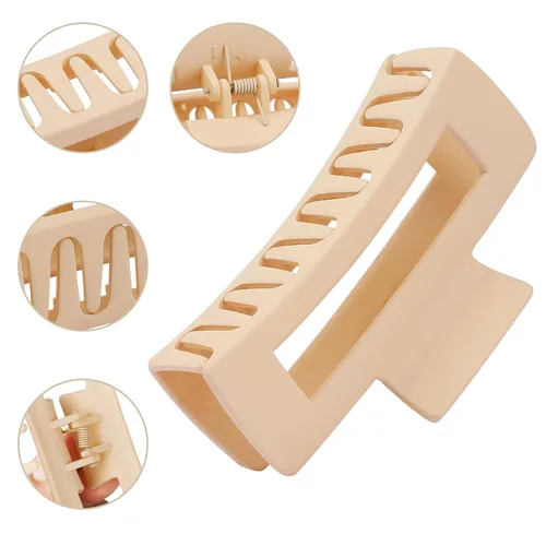 Vista 4 de Juego de 4 pinzas para el cabello, pinzas florales de plátano en estilos rectangulares grandes y pequeños para mujeres y niñas con cabello fino