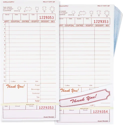 Vista 7 de [1000] Gorilla Supply - Mini libro de cheques de invitados de 3.4 x 5.04 pulgadas, bloc de notas de servidor para camarero y camarera, cheques