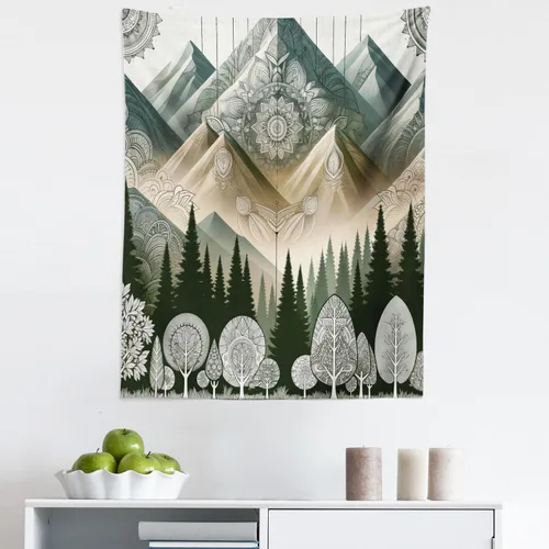 Vista 82 de Ambesonne Tapiz bohemio, diseño floral de bruja, luna y mariposa con adornos de mandala, decoración de tela para colgar en la pared para dormitorio