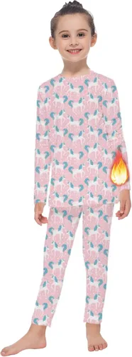 Vista 29 de MANCYFIT Conjunto de ropa interior térmica para niñas, con forro polar largo, capa base ultra suave Rosa bebé