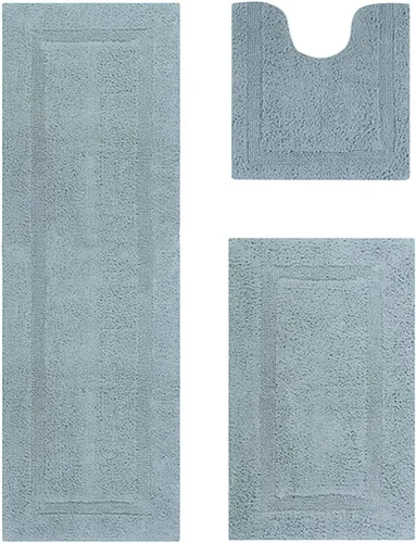 Vista 90 de Better Trends - Juego de 2 alfombras de baño 100% algodón, extra suaves, con borlas, de 17" x 24", alfombra de baño superabsorbente y reversible