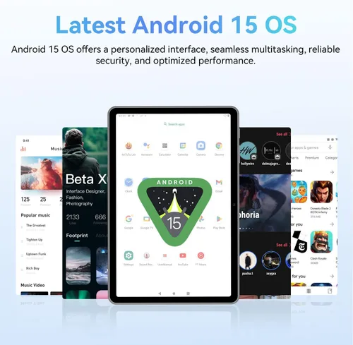 Vista 2 de ECOPAD Tablet Android 15, tabletas de 10.1 pulgadas con procesador Octa-Core, pantalla HD IPS, 12 GB de RAM+128 GB de ROM, compatible con expansión