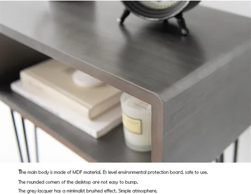 Vista 4 de Mesa auxiliar rectangular para sala de estar, mesa auxiliar rectangular moderna de 2 capas de almacenamiento hueco de metal, pequeña mesa auxiliar