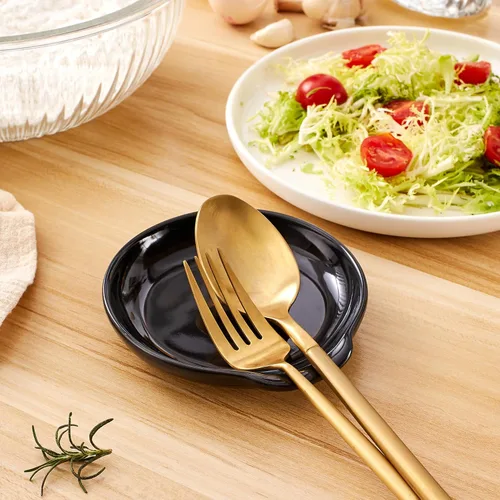 Vista 6 de Soporte de cuchara de cerámica para la parte superior de la estufa, soporte grande para utensilios de cocina para encimera de cocina, espátula