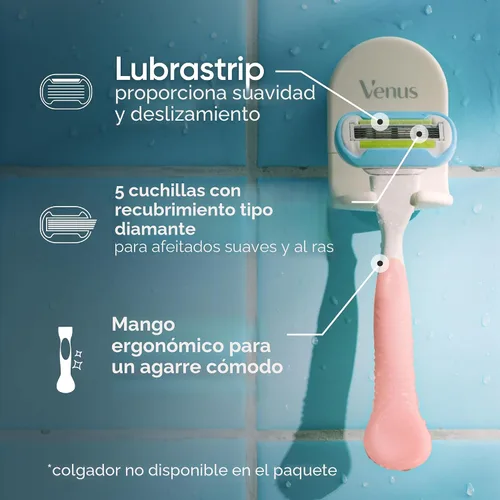 Vista 2 de Gillette Venus Mango de maquinilla de afeitar rosa extra suave para mujer + 3 repuestos de cuchillas