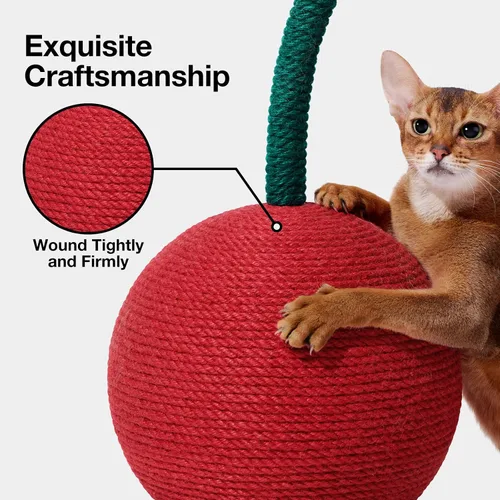 Vista 6 de VETRESKA Cherry Poste Rascador para Gatos, 22.64" de Alto Rascador para Gatos con Bola de Cuerda de Yute, Poste Rascador Vertical para Gatos