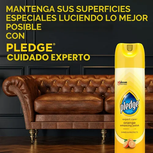 Vista 8 de Pledge Pulidor mejorador, spray de madera y muebles, aroma a naranja, 9.7 onzas