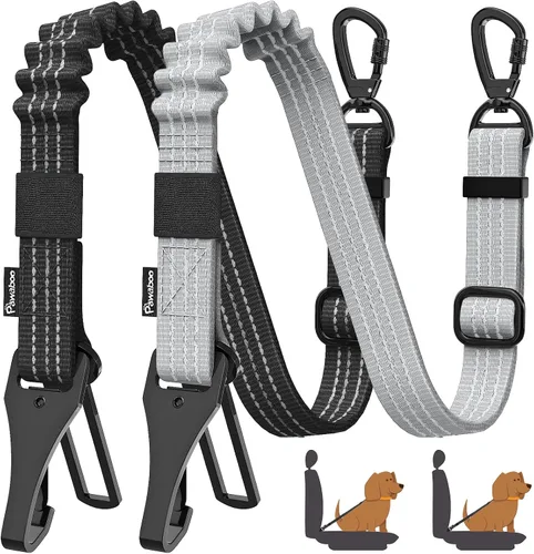 Vista 24 de Cinturón de seguridad para perros Pawaboo para coche, cinturón de seguridad para mascotas con reposacabezas y doble correa, 360° sin enredos para 2