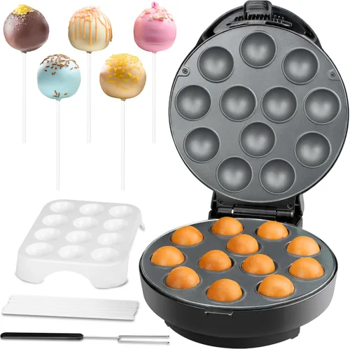 Vista 8 de Baker's Friend Set de máquina para hacer cake pops con soporte para cake pops, palitos y herramienta con horquilla, capacidad para 12 cake pops