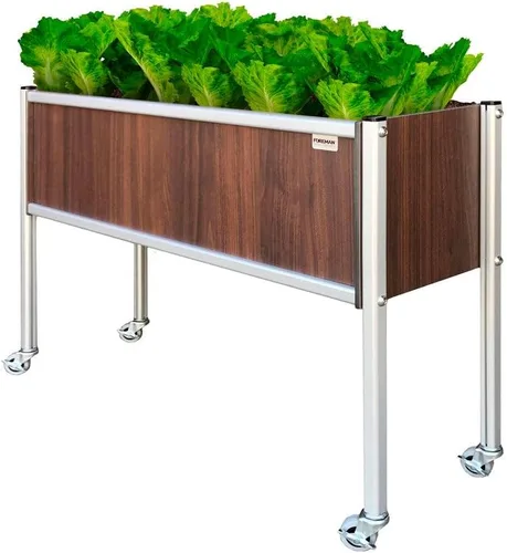 Vista 10 de Cama de jardín elevada (36 x 12 x 14 pulgadas) resistente a la intemperie, maceta para exteriores con drenaje para camas de verduras, jardinería