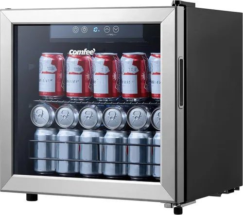 Vista 8 de COMFEE' CRV48S3AST - Enfriador de bebidas, refrigerador de bebidas de 48 latas, control digital de temperatura, puerta de vidrio con marco de acero
