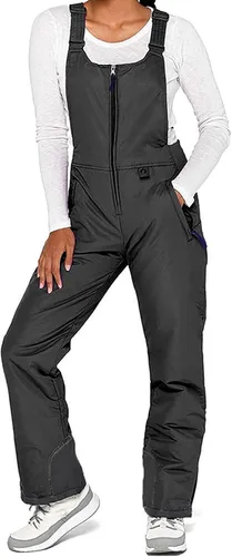 Vista 2 de Overol con peto de esquí de nieve para mujer, impermeable, resistente al viento, aislado, informal, holgado, pantalones de snowboard