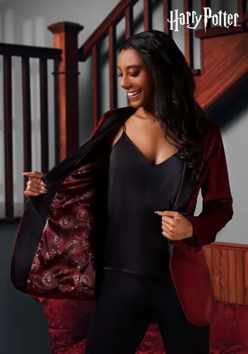 Vista 2 de Harry Potter - Blazer rojo de Gryffindor para mujer, con licencia oficial de Harry Potter, de gamuza sintética