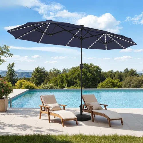 Vista 16 de HERA'S PALACE - Sombrilla de patio rectangular de 13 pies, sombrilla grande para exteriores con manivela, sombrilla de mesa para patio con potente
