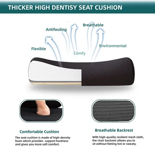 Vista 6 de Silla ergonómica de oficina, silla de escritorio de malla con respaldo alto para computadora con soporte lumbar y ruedas, silla giratoria ajustable