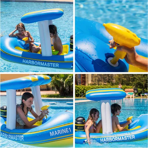 Vista 7 de Zone Tech - Flotadores inflables para piscina para niños, para niños pequeños, patrulla principal del puerto, flotador inflable para piscina
