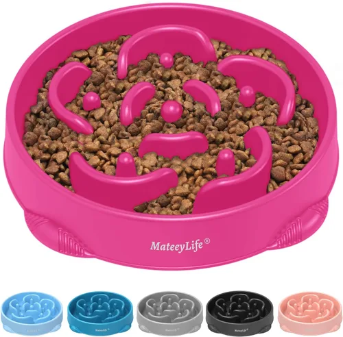 Vista 14 de MateeyLife Paquete de 2 cuencos para perros de alimentación lenta, 1 taza A-Azul claro y azul oscuro