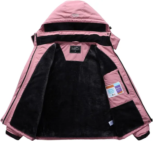 Vista 3 de Pooluly - Chaqueta de invierno para esquísnowboard para mujer, con capucha, impermeable, rompeviento