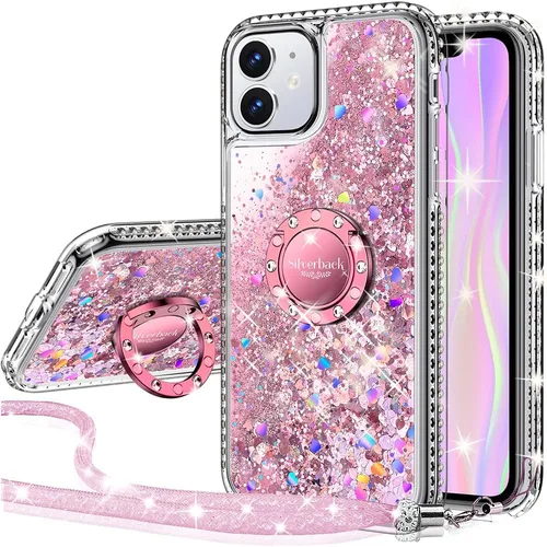 Vista 12 de Silverback Funda para iPhone 11 con soporte de anillo, oro transparente Claro Dorado