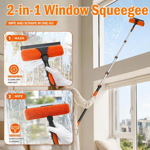 Vista 5 de Kit de limpieza de gran alcance LAANPOLE de 26 pies con plumero de extensión, herramienta de limpieza de ventilador de techo alto para aspas