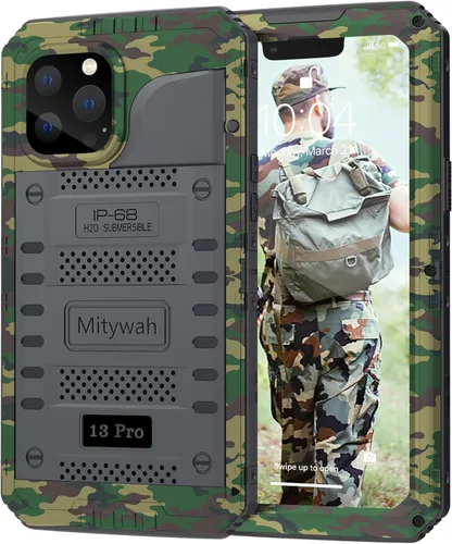 Vista 96 de Mitywah Funda impermeable para iPhone 7/iPhone 8 / iPhone SE 2020, funda de metal resistente de grado militar, protección de cuerpo completo