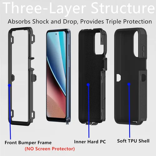 Vista 2 de Funda protectora resistente para Motorola Moto G Stylus 4G 2023, resistente a prueba de polvo, a prueba de golpes, protección contra caídas, 3 en 1