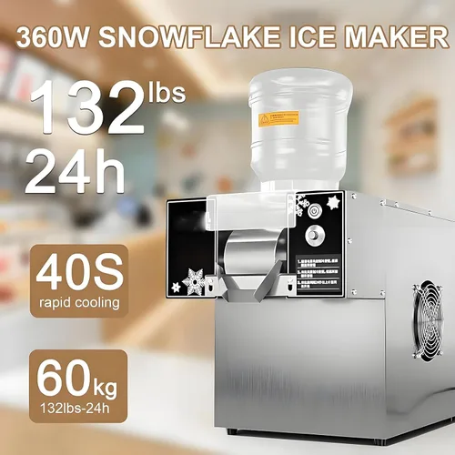 Vista 2 de Commercial Snowflake Ice Machine Shaved Ice Machine With Rapid Cooling Adjustable Speed Ice Cream Maker, Food-Grade Stainless Steel