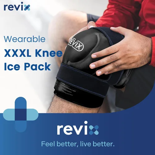 Vista 2 de REVIX Rodillera de hielo reutilizable XXXL de 20 pulgadas para reducción de molestias, paquete de gel de terapia de frío extra grande para rodilla