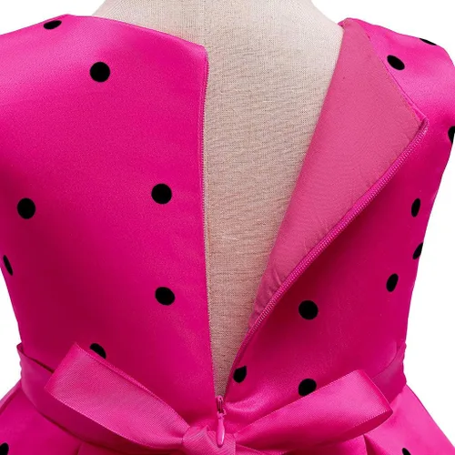 Vista 5 de Vestido de princesa sin mangas con estampado de lunares para niñas 5 años rosa intenso 2-3 años