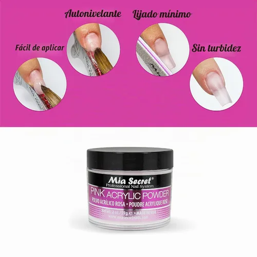 Vista 5 de Mia Secret Professional - Sistema de uñas acrílicas, polvo acrílico rosa, 2 onzas