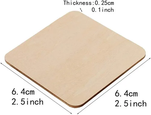 Vista 2 de 20 piezas de madera en blanco, piezas de madera sin terminar, esquinas redondas, cuadrados de madera para decoración de proyectos de manualidades