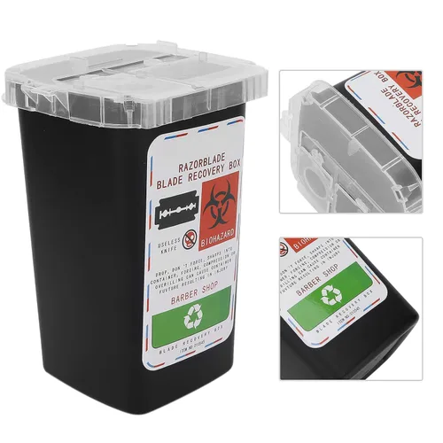 Vista 5 de FILFEEL Caja de eliminación de cuchillas, contenedor de cuchillas de desecho, peluquería, peluquería, peluquería, cuchillo de afeitar, caja