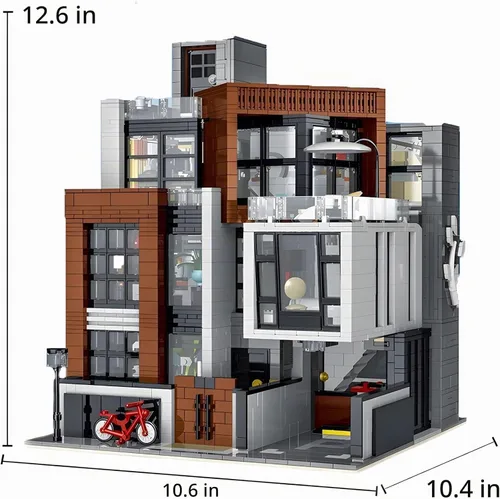 Vista 9 de General Jim's Villa Moderna de Cubismo Modular en Bloques de Construcción de Ciudad en Estilo MOC Compatible con Conjuntos Lego City y Otras