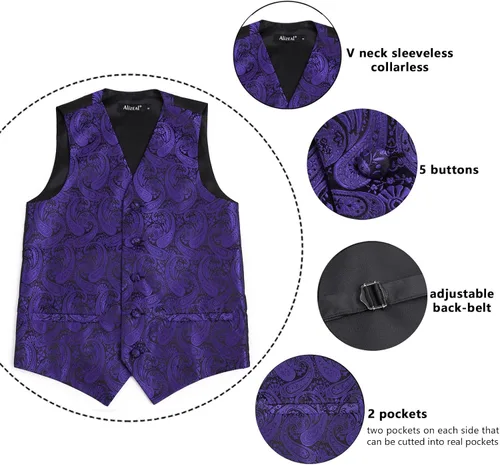 Vista 26 de Alizeal Conjunto de 2 piezas de corbata de lazo preatada de jacquard de cachemira con estampado floral clásico para niños