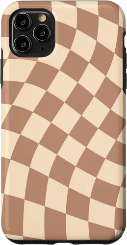 Vista 13 de iPhone 16 Brown Checkered Wavy Checkerboard Pattern Phone Case