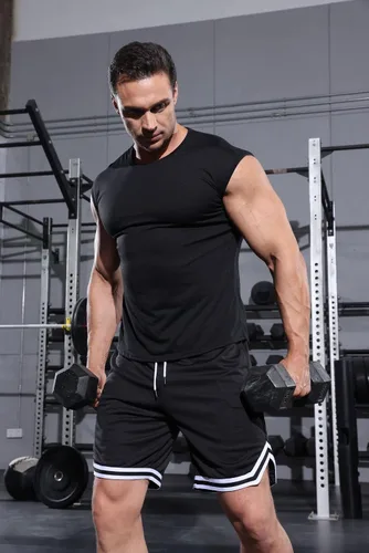 Vista 2 de Camiseta sin mangas de entrenamiento para hombre, camiseta de gimnasio muscular, fitness, culturismo, playa, camiseta sin mangas