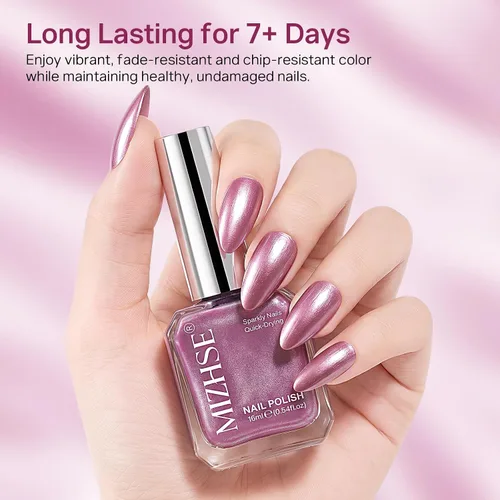 Vista 15 de MIZHSE Esmalte de uñas blanco perla de secado rápido, esmalte de uñas
