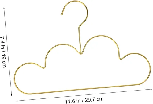 Vista 2 de Alipis Perchas doradas con forma de nube, 5 unidades, para ahorrar espacio, encantadoras perchas para ropa de bebé, perchas para niños, perchas