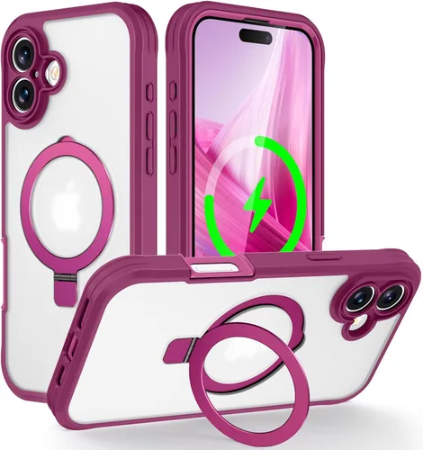 Vista 116 de Dteck Funda para iPhone 16 de 6.1 pulgadas 2024, funda de piel sintética con cierre de botón magnético, ranuras para tarjetas de crédito, función