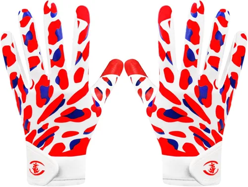 Vista 13 de Guantes de fútbol americano para niños, guantes receptores de fútbol americano juvenil, excelente agarre con silicona adhesiva, antideslizantes