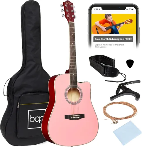 Vista 15 de Best Choice Products Guitarra Acústica para Principiantes de 41 Pulgadas, Tamaño Completo, Toda de Madera con Cutaway, Juego de Inicio con Funda
