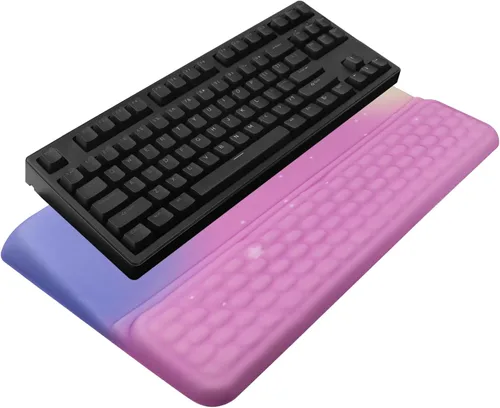 Vista 13 de Soporte para teclado de computadora con reposamuñecas, soporte ergonómico inclinado para teclado - Elevador de teclado con almohadilla para muñeca