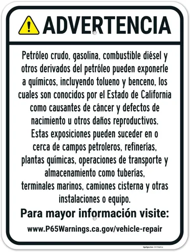 Vista 11 de Señal español de advertencia para petróleo crudo, gasolina, combustible diésel, otros productos petrolíferos, 10 x 7 pulgadas, aluminio 040 libre