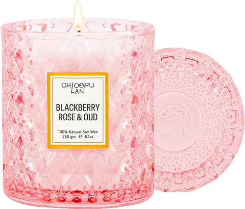 Vista 8 de Chloefu LAN Vela Perfumada Premium con Aroma a Gardenia para Hombres y Mujeres, Altamente Perfumada, 7.1 onzas 45 Horas de Larga Duración, Velas