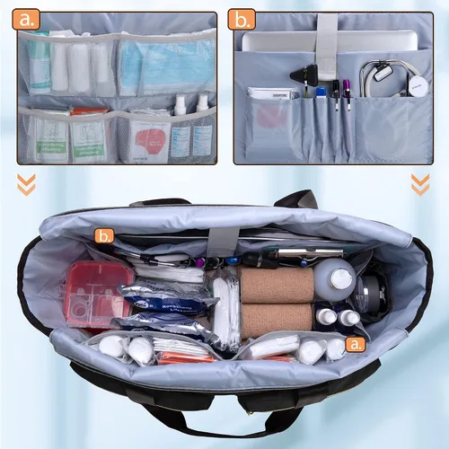 Vista 23 de Damero Bolsa de enfermera con funda para laptop para el trabajo y el cuidado del hogar, estudiantes de medicina
