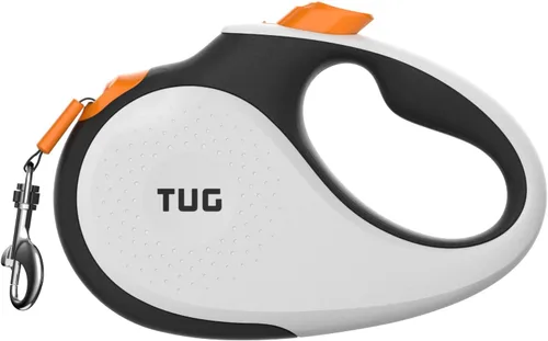 Vista 17 de TUG Monochrome XL 360° Correa retráctil libre de enredos para perros 26 pies de cinta de nailon resistente Freno de una sola mano, pausa y Negro