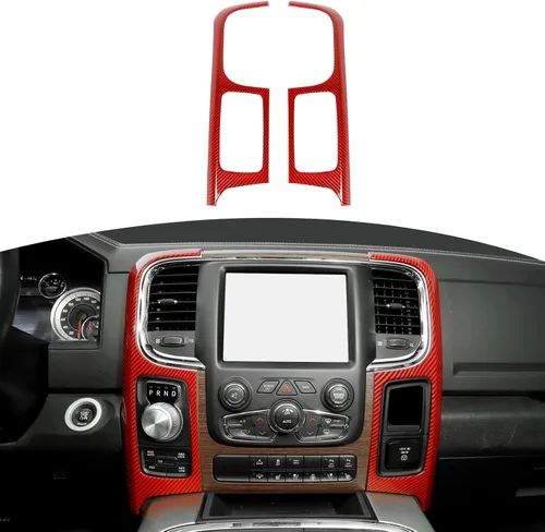Vista 10 de RT-TCZ Para RAM Fibra de Carbono Consola Central Tablero Aire AC Ventilaciones Trim Cubierta para Dodge RAM 2012-2017 ABS Accesorios Interior 2 unids