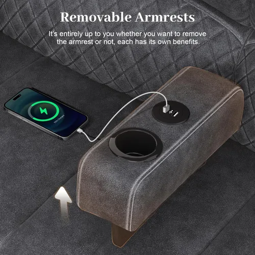 Vista 6 de Yolsali Sofá reclinable de 3 plazas, sofá reclinable manual con asiento central multifuncional, sofá reclinable para sala de estar con espacio
